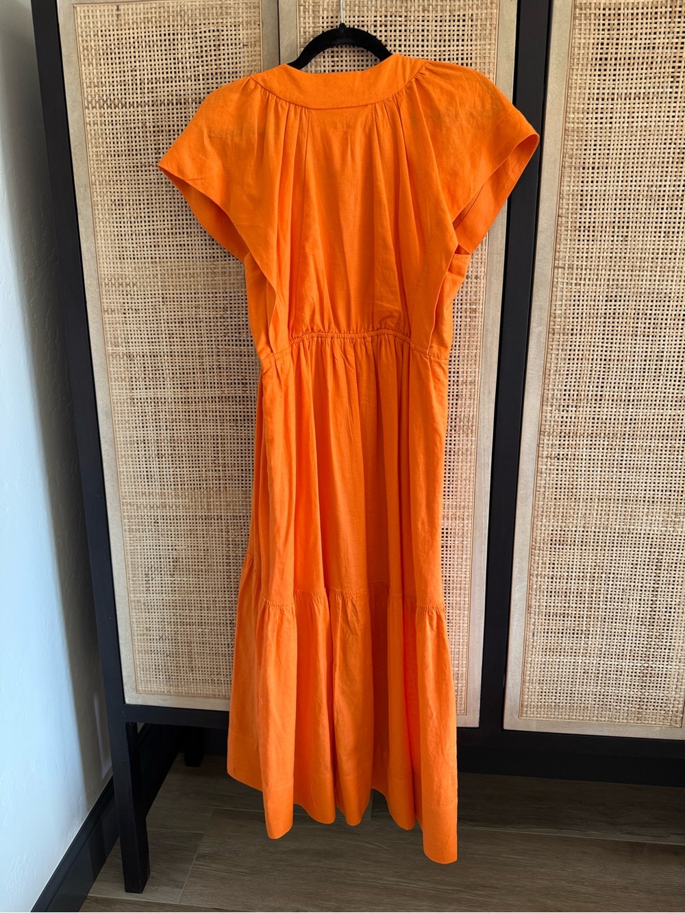 Anthropologie Bright Orange Button-Front Midi Dress - Picture 3 of 10